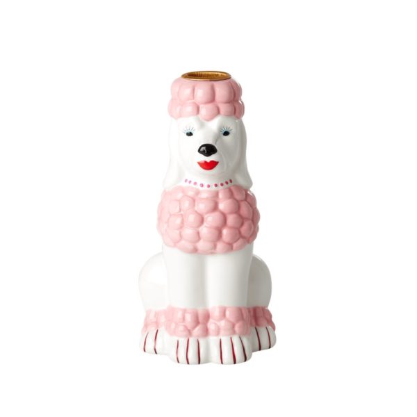 Caniche en céramique bougeoir rose - RicebyRice