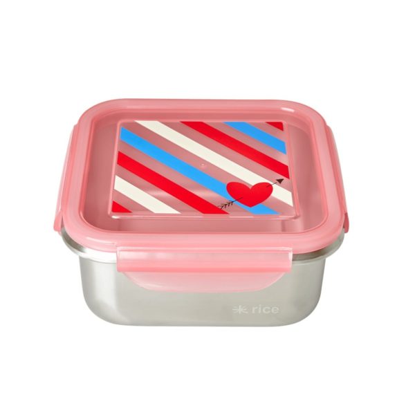 Lunch box carré en inox "Candy stripes" - RicebyRice