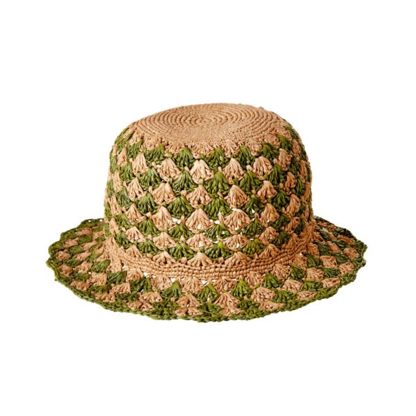 Chapeau rond en raphia Luna M/L vert - RicebyRice