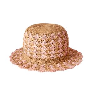 Chapeau rond en raphia Luna M/L rose - RicebyRice