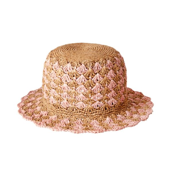 Chapeau rond en raphia Luna M/L rose - RicebyRice
