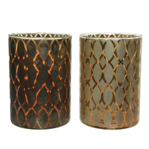 Photophore en verre motif diamant - Kaemingk