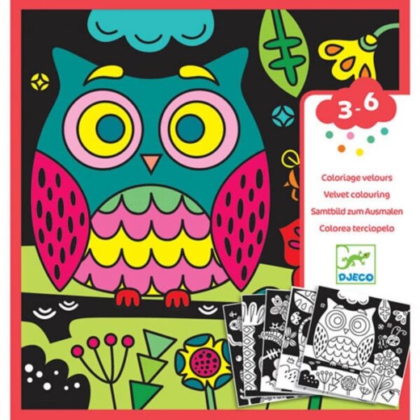 COLORIAGES VELOURS - Dans le noir, il y a ... - Djeco