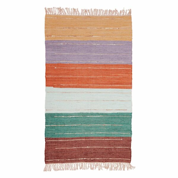 Tapis en coton multicolore avec détails dorés - RicebyRice