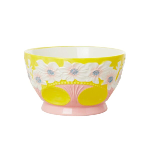 Bol en céramique avec motif floral en relief jaune - RicebyRice