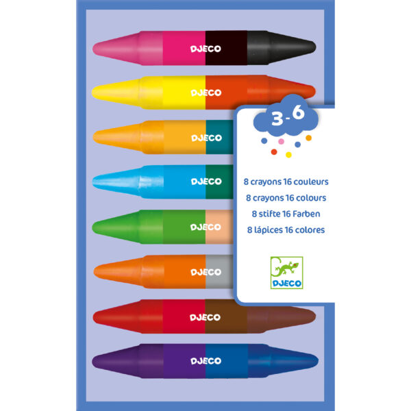 CRAYONS - 8 crayons de cire double cotés - Djeco