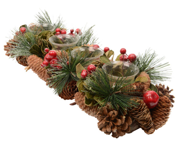 Photophore centre de table de Noël 4 bougeoirs - Kaemingk