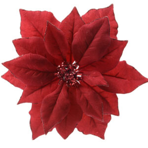 Poinsettia sur clip en polyester - Kaemingk