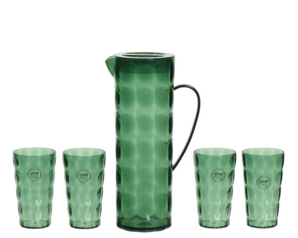 Pichet + 4 verres en plastique vert (Set de 5) - Kaemingk