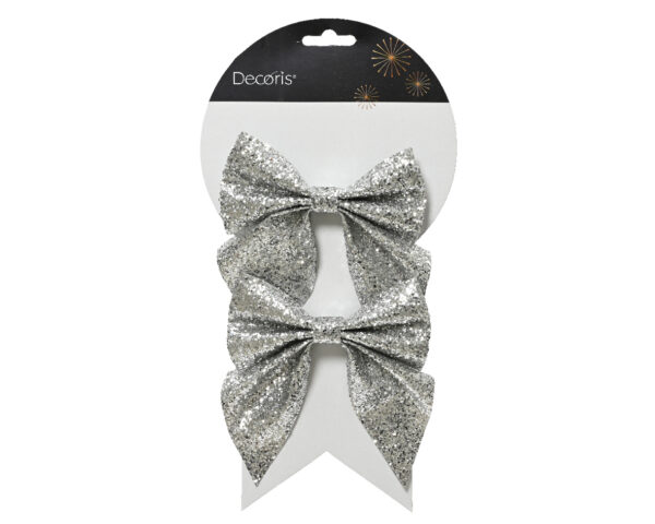 Noeud polyester sur clip 2u. - argent - Kaemingk