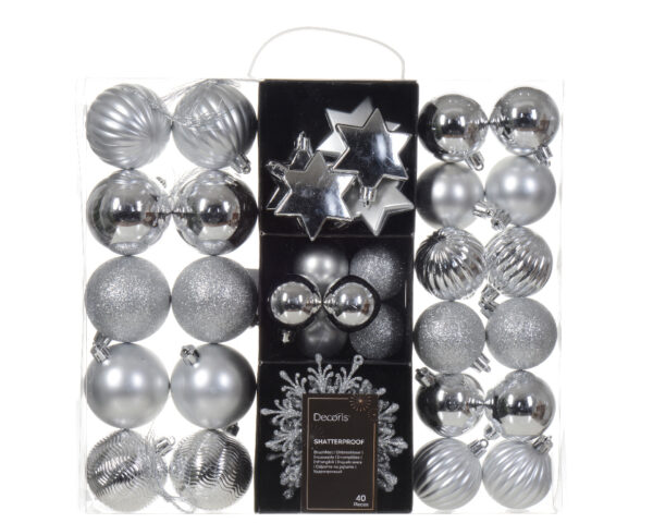 Boules incassables argent - Boite de 40u. - Kaemingk