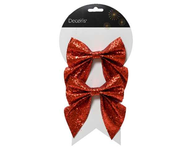 Noeud polyester sur clip 2u. - rouge - Kaemingk
