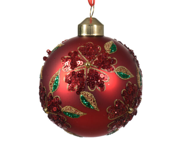 Boule en verre finition argent avec paillettes et perle Lot de 3 - Kaemingk