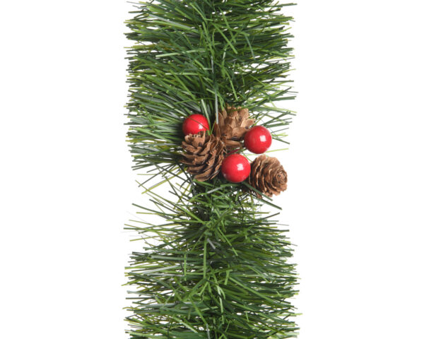 Guirlande scintillante pvc pomme de pin et baies - Kaemingk