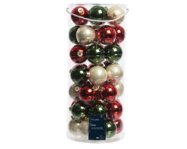 Boules verre 49u. - vert, rouge et blanc - Kaemingk