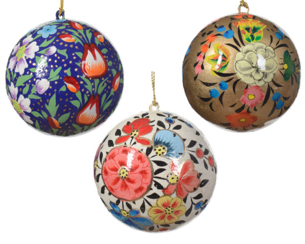 Boule suspension effet papier peint à la main fsc - Kaemingk