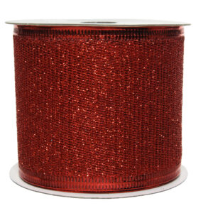 Ruban polyester paillettes rouge - Kaemingk