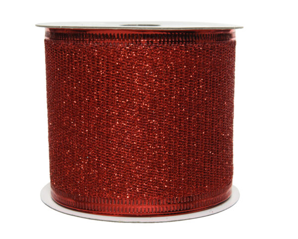 Ruban polyester paillettes rouge - Kaemingk