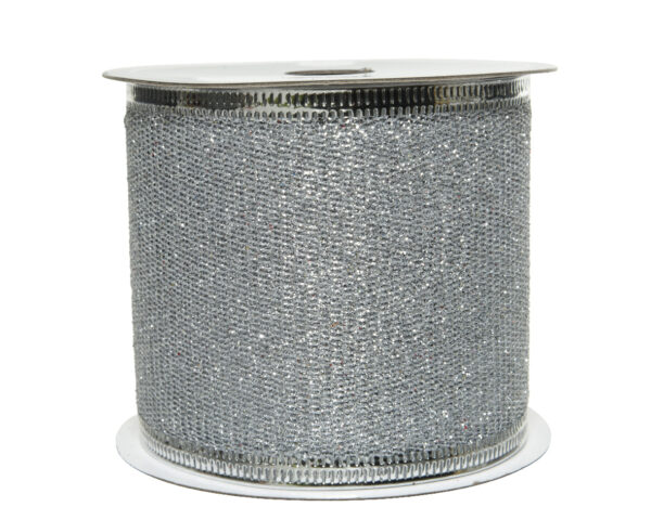 Ruban polyester paillettes argent - Kaemingk
