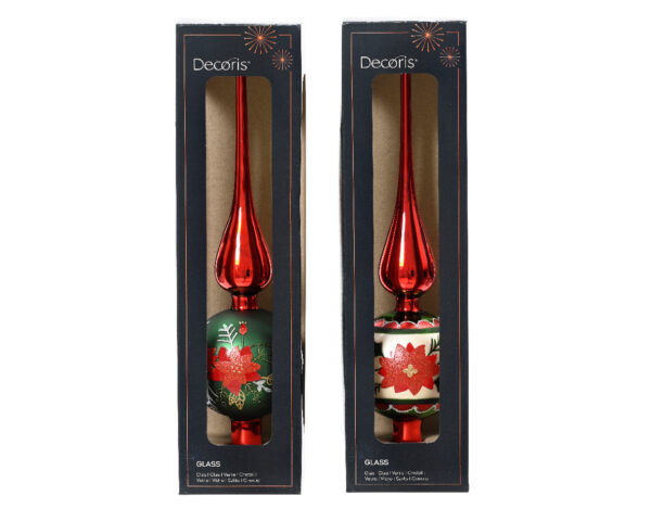 Cimier verre brillant poinsettia - Kaemingk