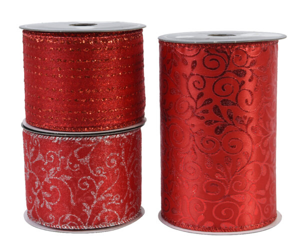 Ruban polyester rouge - Kaemingk