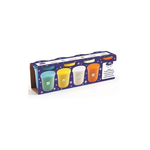 PÂTE A MODELER – 4 pots de pâte à modeler – pailletés – Djeco