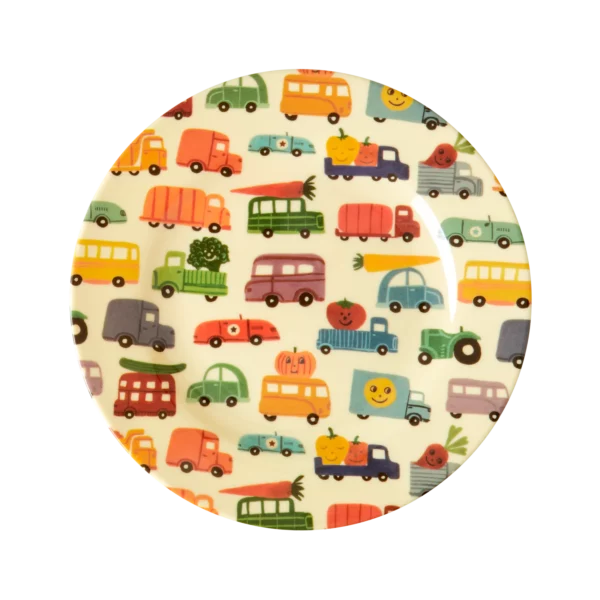 Assiette pour enfant mélamine imprimé Happy cars - Ricebyrice