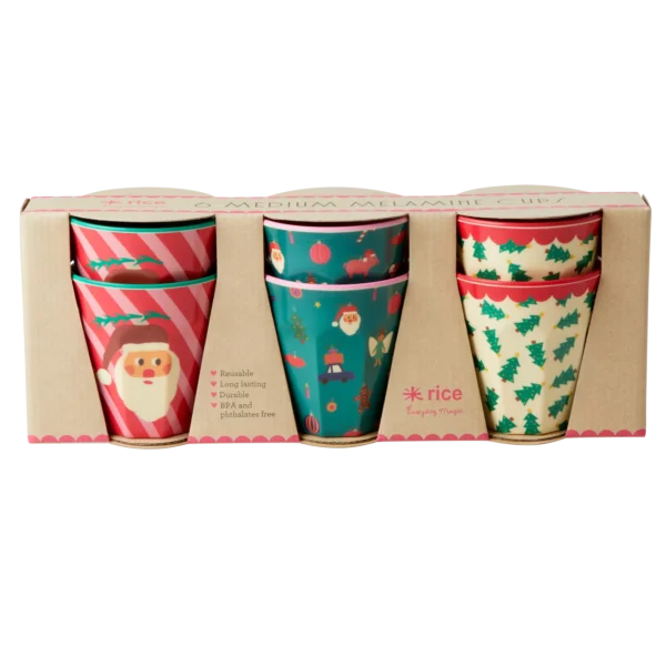 Tasse en mélamine lot de 6u. imprimé Noël - Ricebyrice