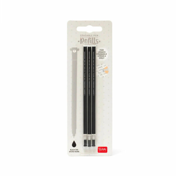 STYLO - 3 recharges stylo effaçable Black - Legami