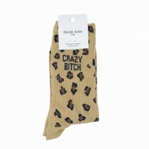CHAUSSETTES crazy bitch léopard sable 36/40 - Félicie aussi