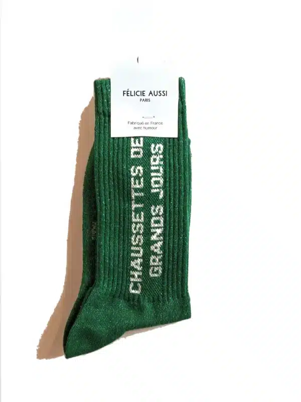 CHAUSSETTES des grands jours vert paillettes 36/40 - Félicie aussi