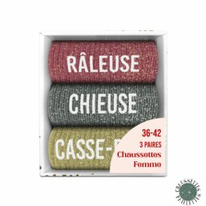 CHAUSSETTES paillettes coffret trio râleuse 36-42