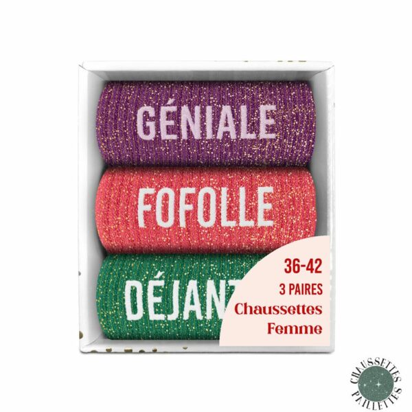 CHAUSSETTES paillettes coffret trio géniale 36-42