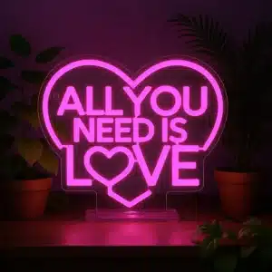 Lampe LED à Effet Néon All You Need is Love - Legami