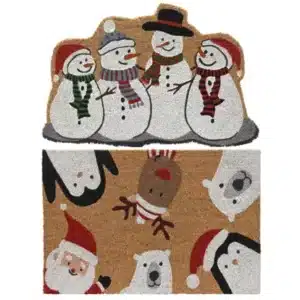 PAILLASSON fibre de coco bonhomme de neige 60x40 - Kaemingk