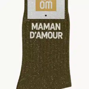 CHAUSSETTES à paillettes maman d'amour 36-40 kaki - Woom