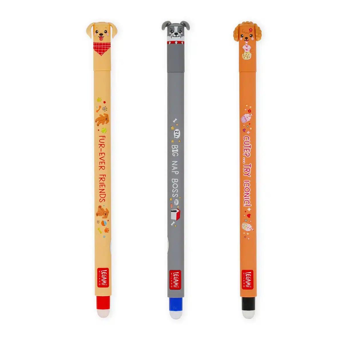 STYLO gel effaçable lot de 3 Fur ever friends chiens - Legami